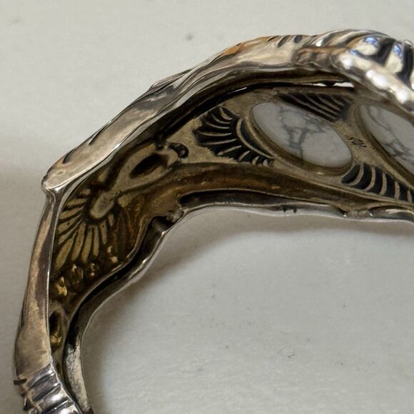 Carolyn Pollack American West 3 Stone Howlite Sterling Cuff Bracelet - Picture 7 of 8